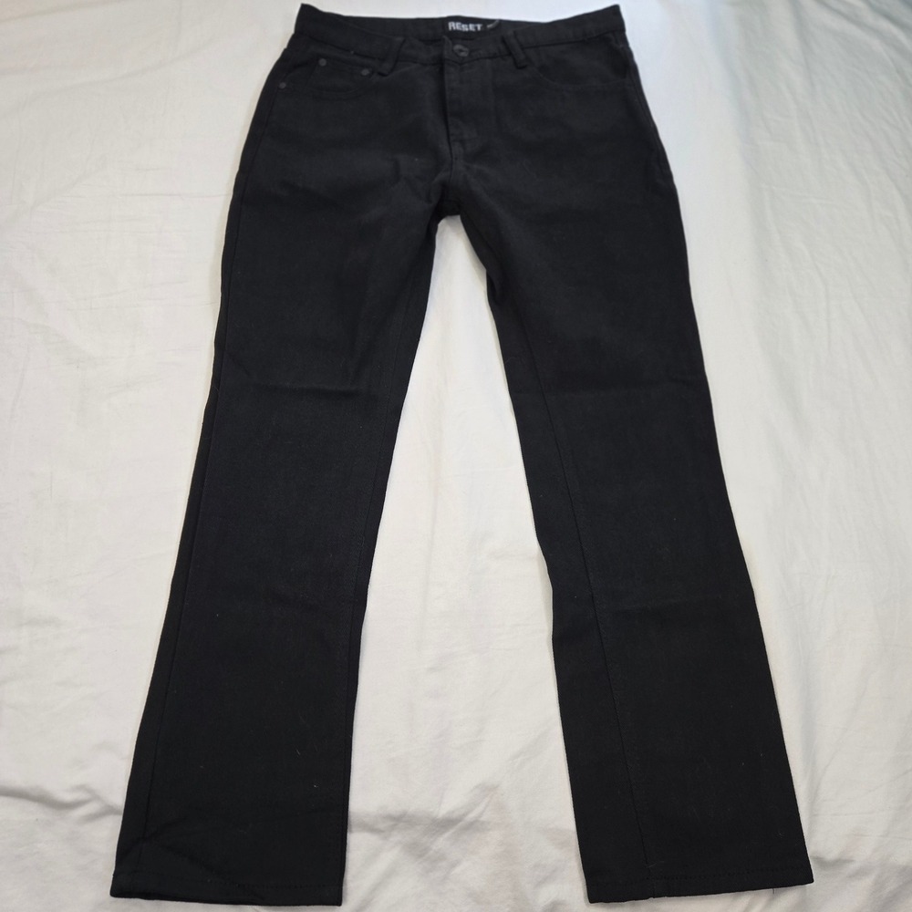 RESET Black Denim Jeans W32 L30 Straight‎ Leg Regular Fit Grunge Goth Streetwear